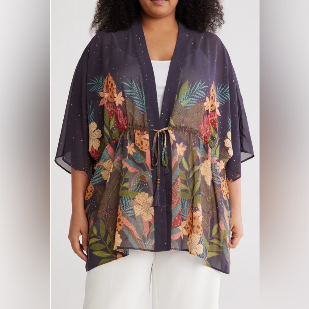 NWT DR2 Daniel Rain Floral Open Wrap